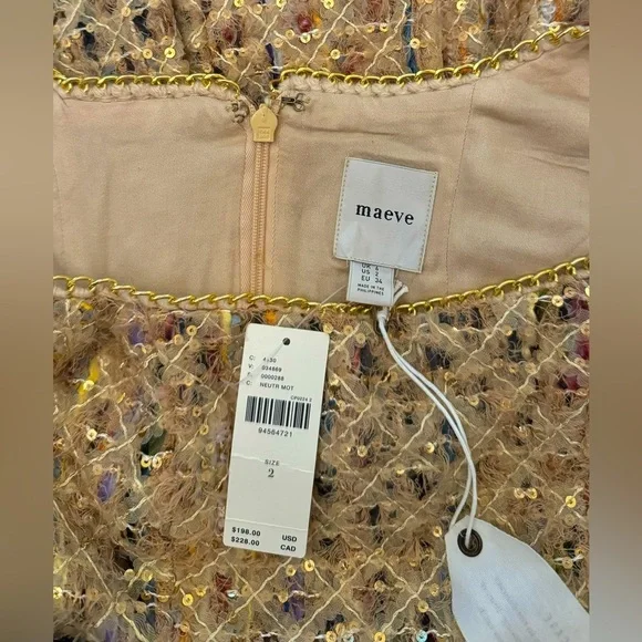 NWT Size 2 - Maeve Tweed Fit & Flare Mini Dress - Picture 17 of 17